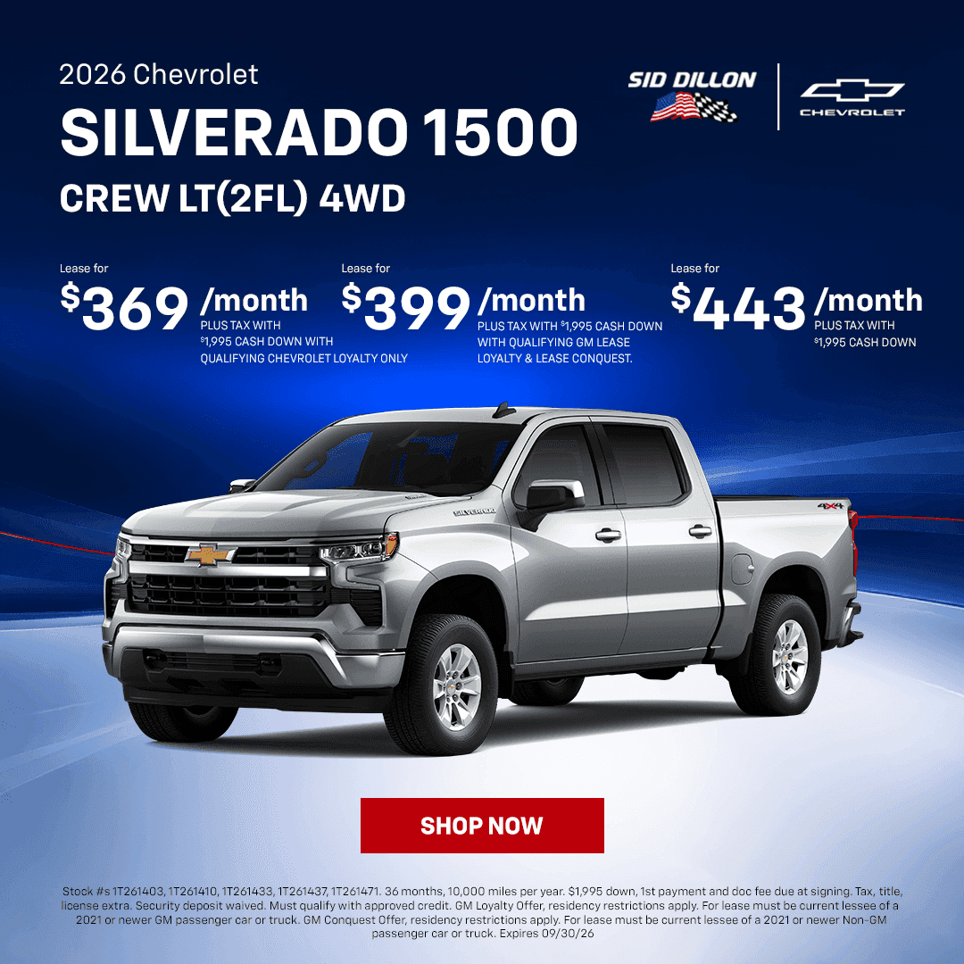 September lease offers on a 2026 Chevrolet Silverado 1500 Crew Cab LT 2FL 4WD in Wahoo