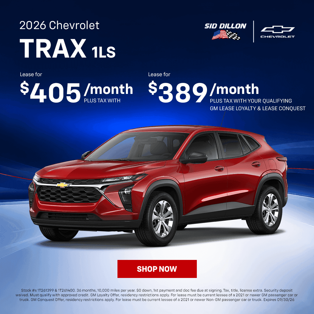 September zero-down lease offer on a 2026 Chevrolet Trax LS at Sid Dillon Chevrolet of Wahoo