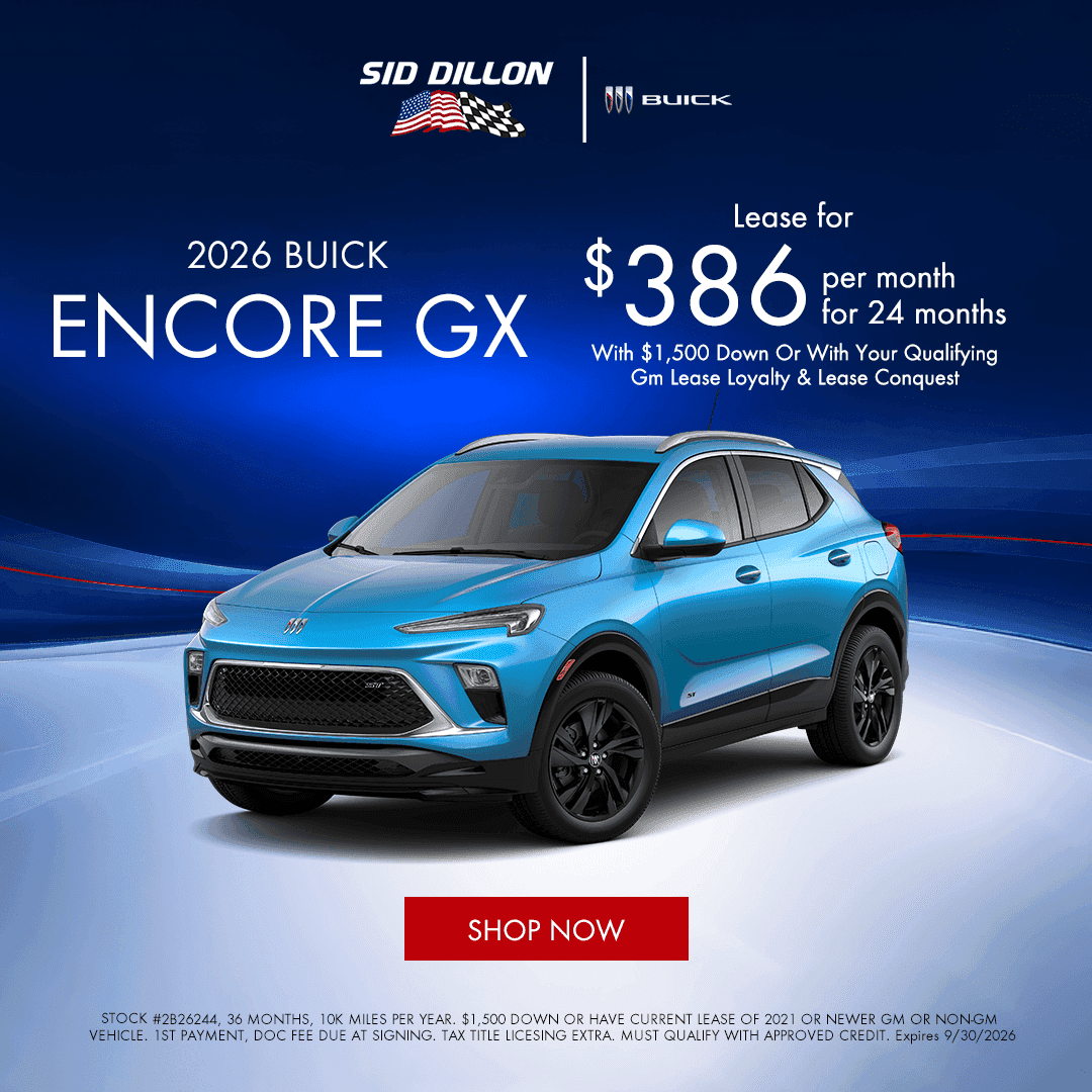 October 2026 Buick Encore GX Preferred AWD lease special in Fremont Nebraska for $386 per month for 24 months