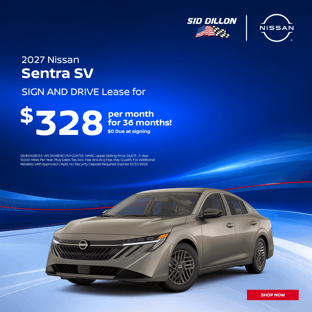 October 2027 Nissan Sentra SV sign-and-drive lease in Lincoln for $328 per month for 36 months with $0 due at signing