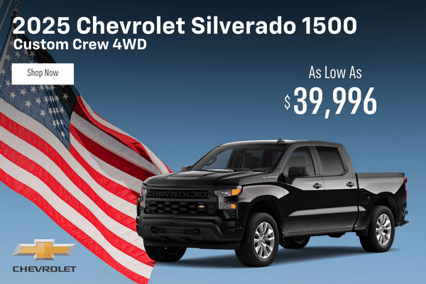 2025 Silverado 1500 Custom Crew 4WD As Low As $39,996