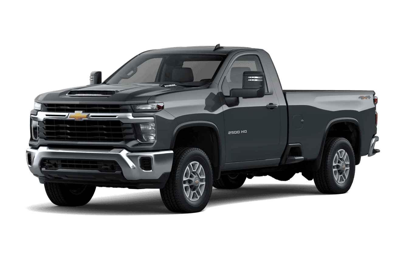 2026 Chevrolet Silverado 2500 HD LT in Cypress Gray in three quarter angle.