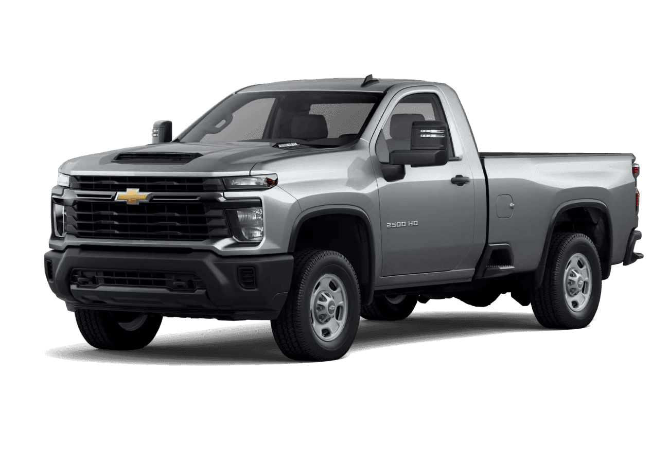 2026 Chevrolet Silverado 2500 HD WT in Sterling Gray in three quarter angle.