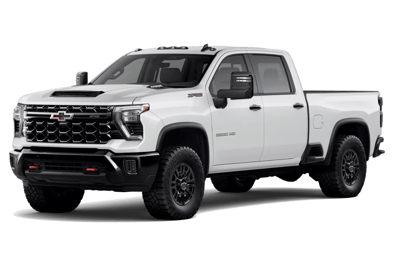 2026 Chevrolet Silverado 2500 HD ZR2 in Summit White in three quarter angle.
